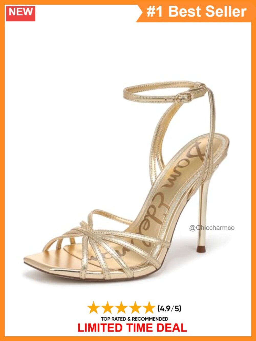 Strappy Stiletto Heels with Buckle Closure Leather Open Toe Dress Sandals